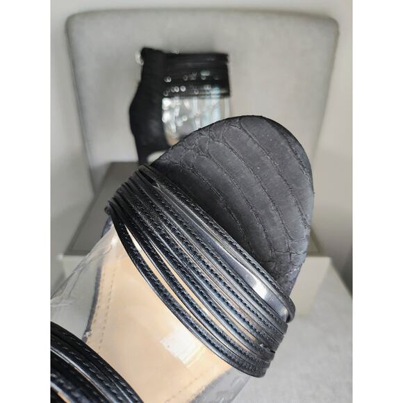 NIB $275 BCBGMAXAZRIA Pex Strappy Black Heeled Open Toe Leather Sandal - Picture 7 of 9